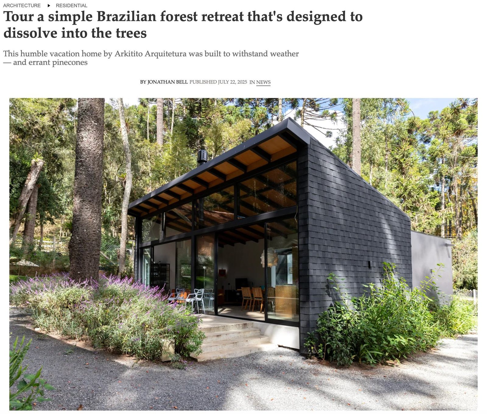 Reportagem da Wallpaper* sobre a Casa Araucárias, em Campos do Jordão